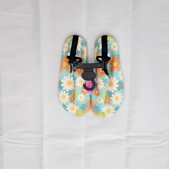 NWT, Ladies Floral Design Water Shoes Yellow, Aqua Multi Color Women's Size 6-10 - Picture 6 of 11